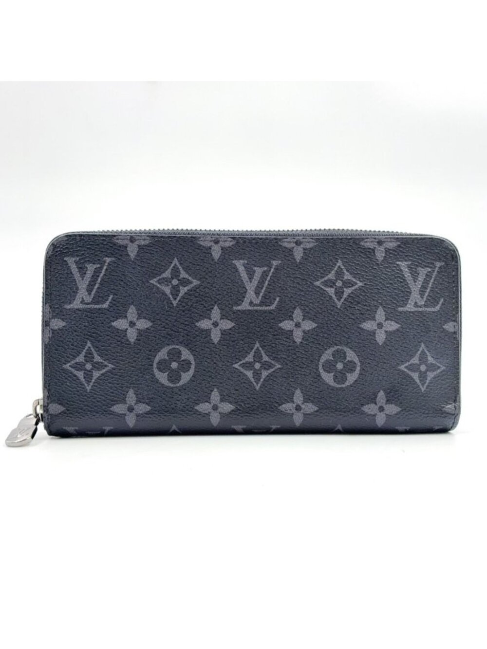 Louis Vuitton Zippy Wallet Horizontal Leather Black Silver